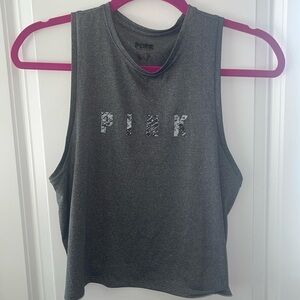 PINK Victoria's Secret Gray Muscle Tee XS logo